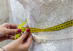 Close-up of alterations and sewing work