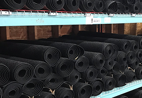 Entrance mats stacked and ready for delivery